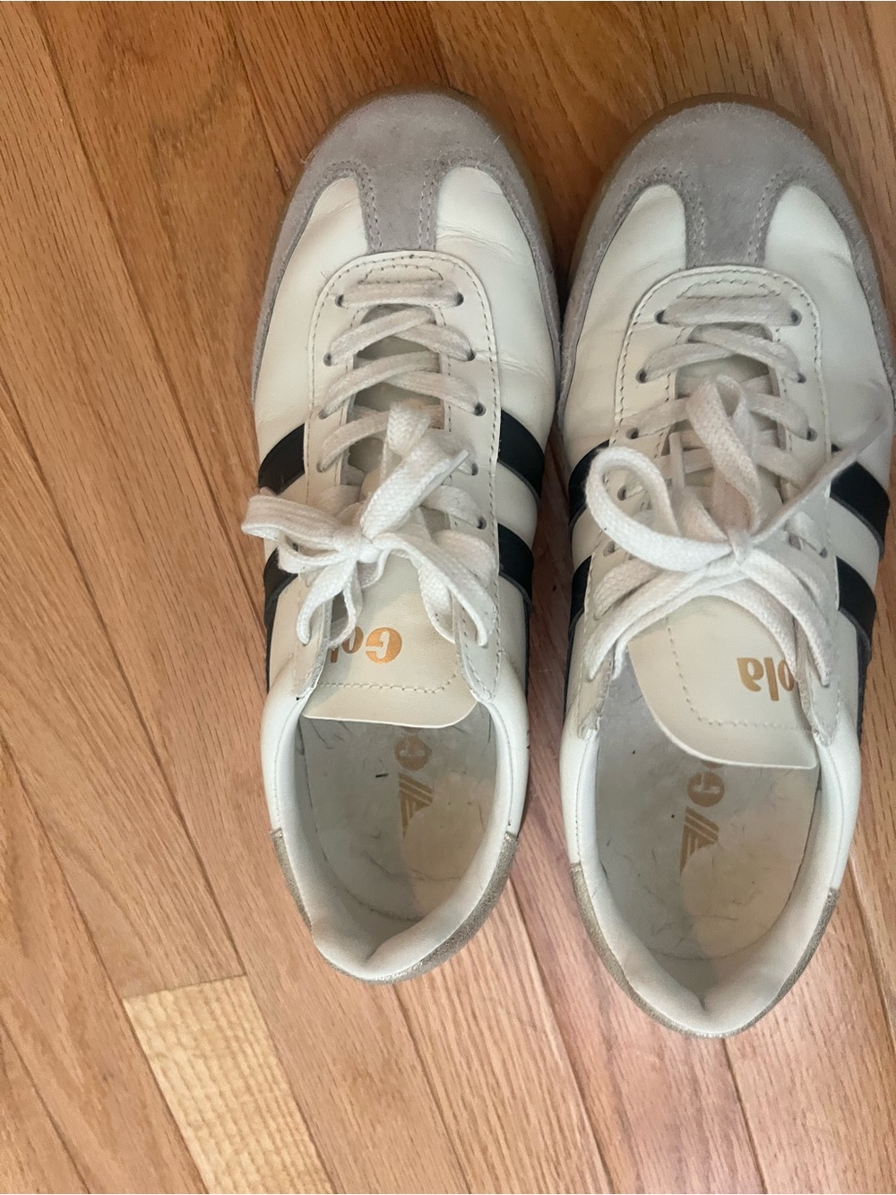 Gola White Sneakers with Black Stripes